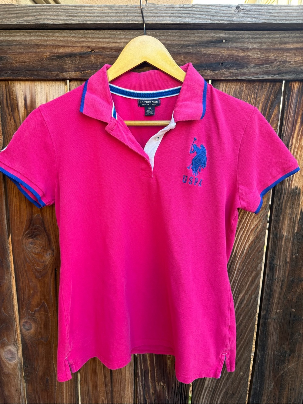 US Polo Assn Hot Pink Big Logo Polo Shirt Y2K Medium